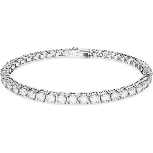 Swarovski 5648936 Women`s Tennis Bracelet Round Cut Crystals Rhodium Finish