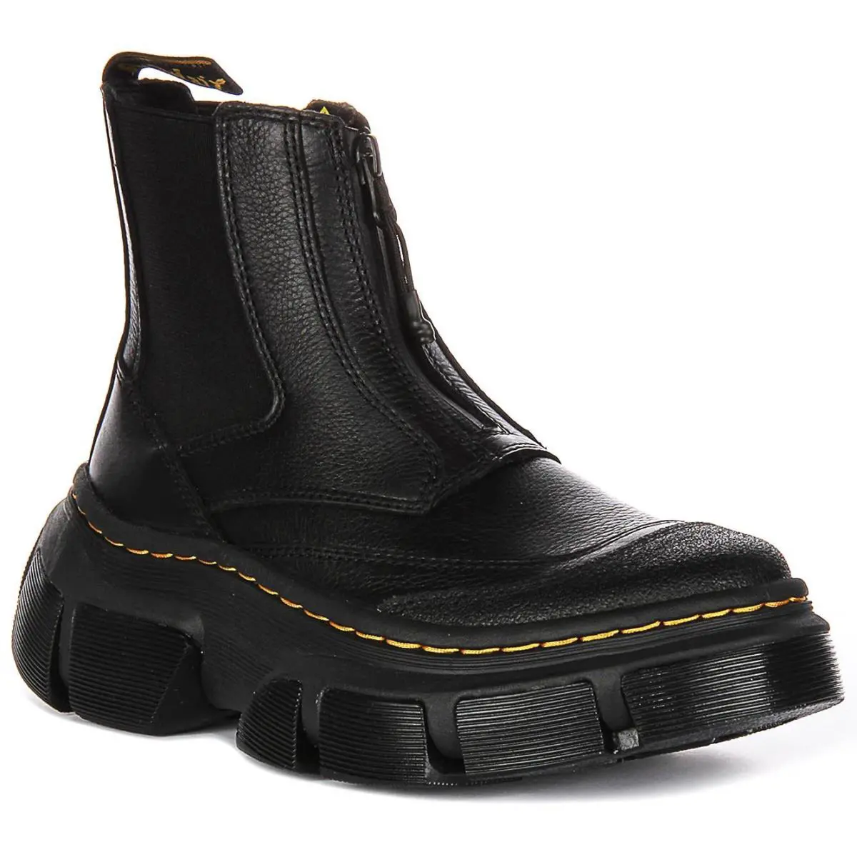 Dr Martens Big Sole Front Zip Leather Chelsea Unisex Boots In Black US 4 - 9