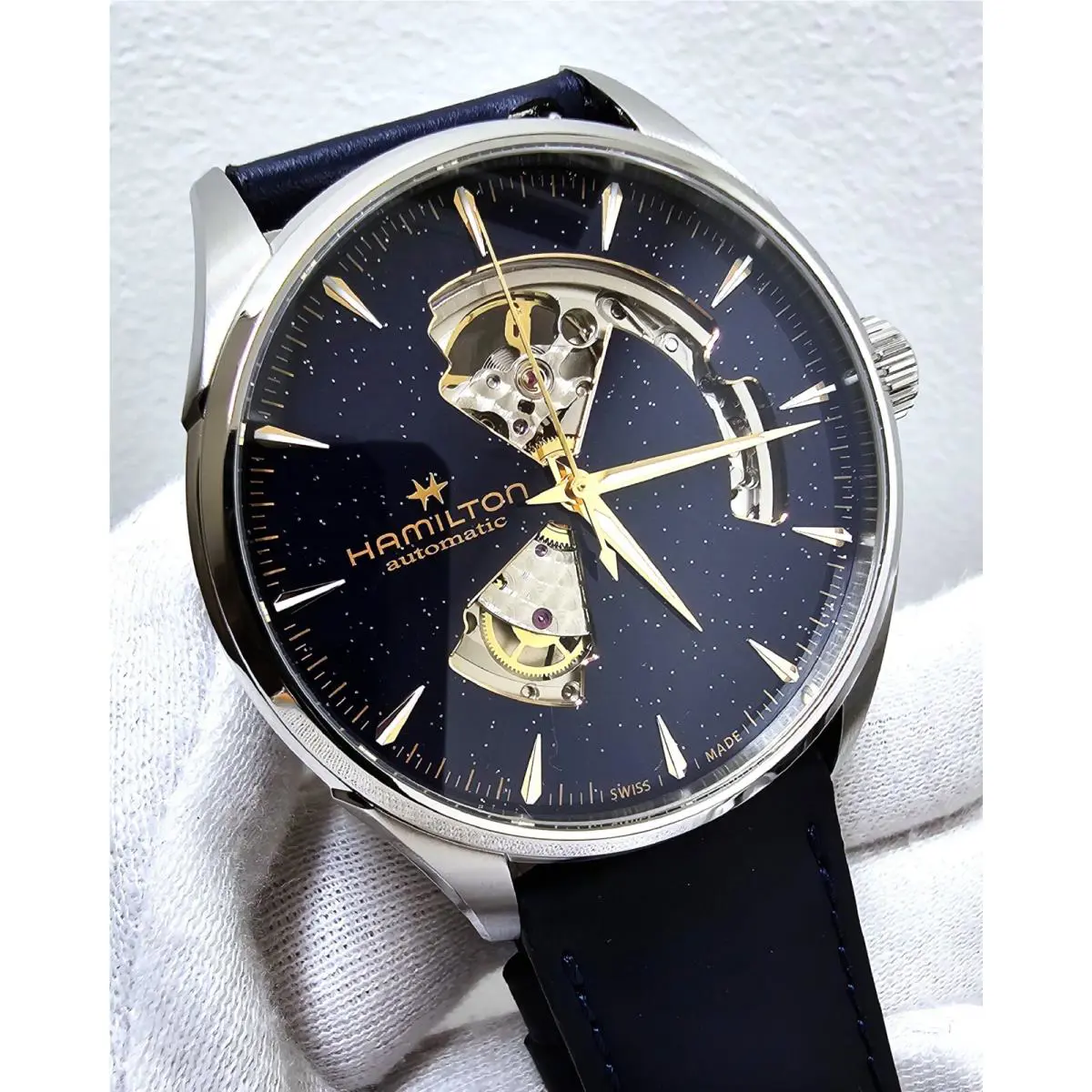 Hamilton Jazzmaster Open Heart 42MM Blue Dial Leather Men`s Watch H32705640