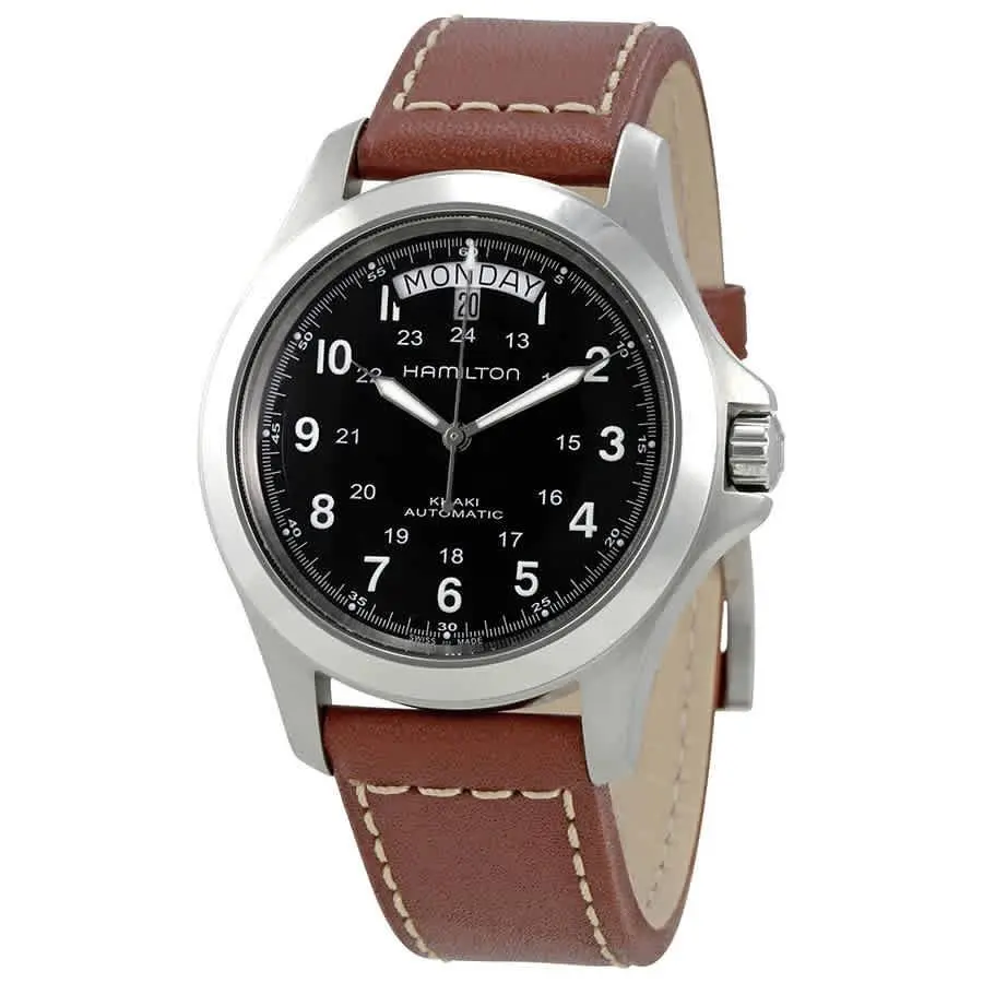 Hamilton Khaki King Series Automatic Men`s Watch H64455533 - Black / Brown / Skeleton, Dial: Black, Band: Brown