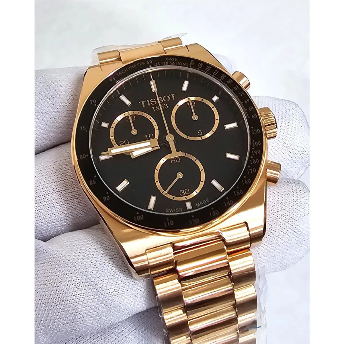 Tissot PR516 Chronograph 40mm Black Dial Rose Gold Pvd Watch T149.417.33.051.00
