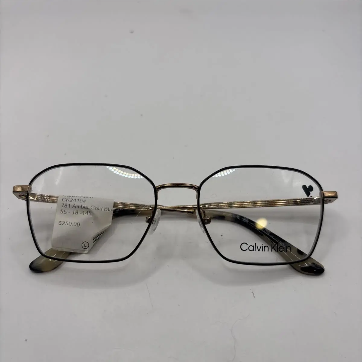 Calvin Klein Eyeglasses Frames CK24104 781 Black Amber Gold Wire Rim 55-18-145