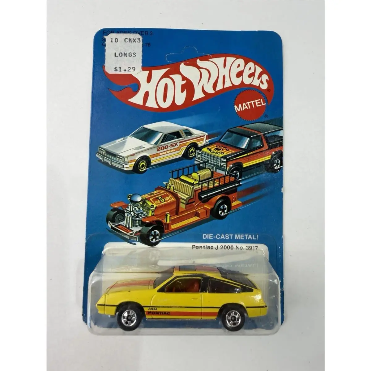 1st. Year Release Hot Wheels Pontiac J2000 Blackwall Yellow HK Unpunched Card