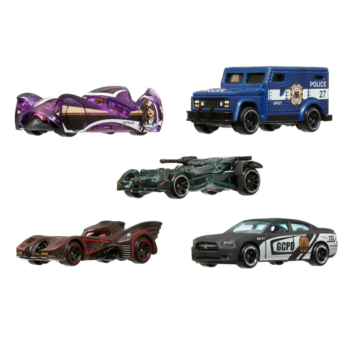 Box of 10 Batman Themed Vehicles - Mattel Hot Wheels HDG89956L - 3 Scale Cars