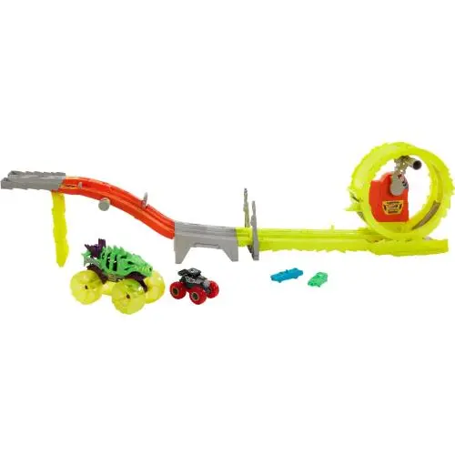 Hot Wheels Monster Trucks Skelesaurus vs Bone Shaker Racing Set 2 Cars