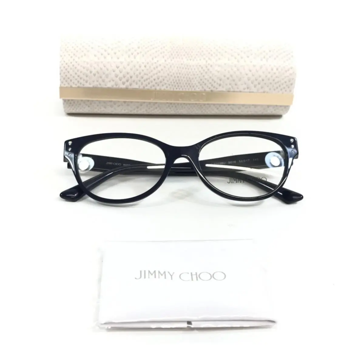 Eyeglasses Frame JC3003BU 5016 Shiny Black Cat Eye Crystals 52-17-140 by Jimmy Choo