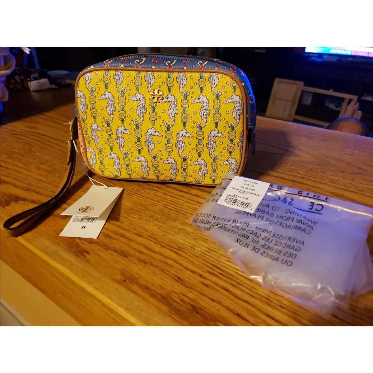 Tory Burch Seahorse Multi Printed Makeup Bag Wristlet
