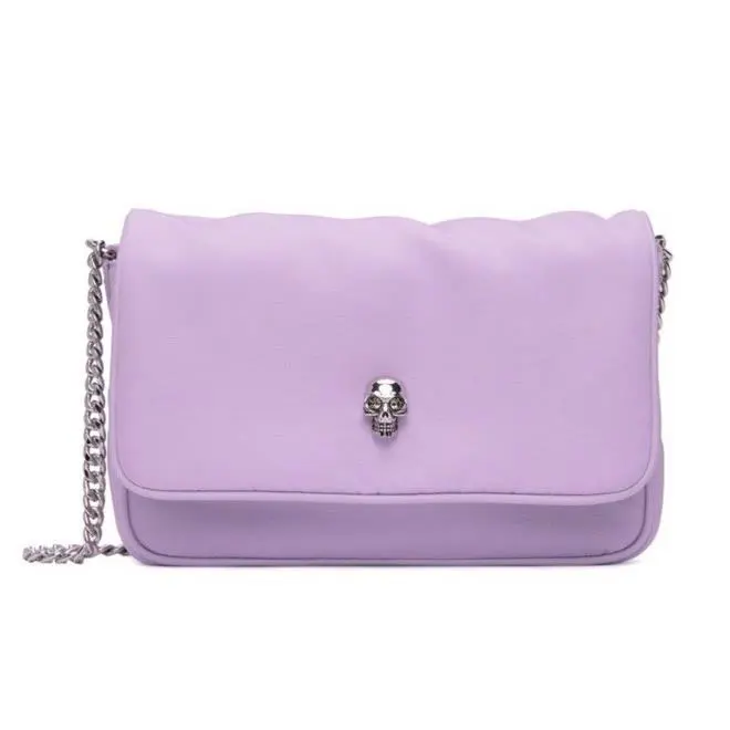 Alexander Mcqueen Small Skull Bag Lavender Pink Nylon Silver Chrome Hardware