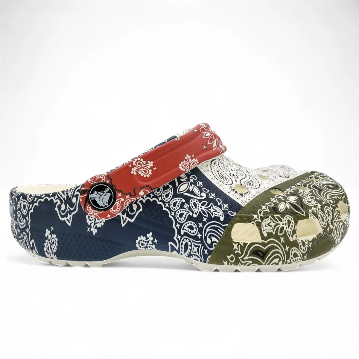 Crocs Classic Bandana Printed Clog Womens 7 /mens 5 Americana Red White Blue