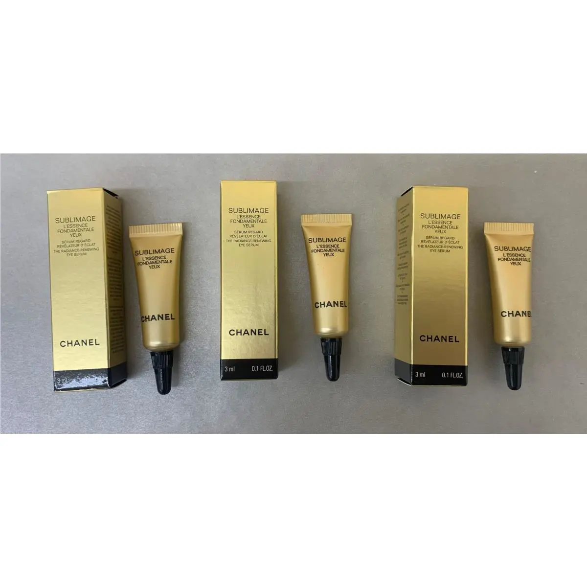 Qty 3 Chanel Sublimage L`essence Fondamentale Yeux Eye Serum 0.1 fl oz ea