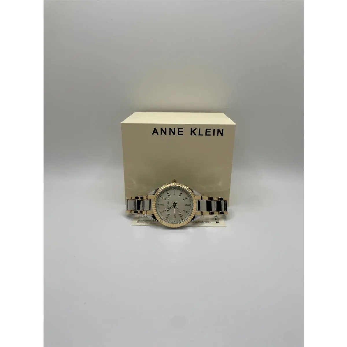 Anne Klein AK/4173CHTT Womens Silver Gold Dual Tone Round Dial Analog Wristwatch