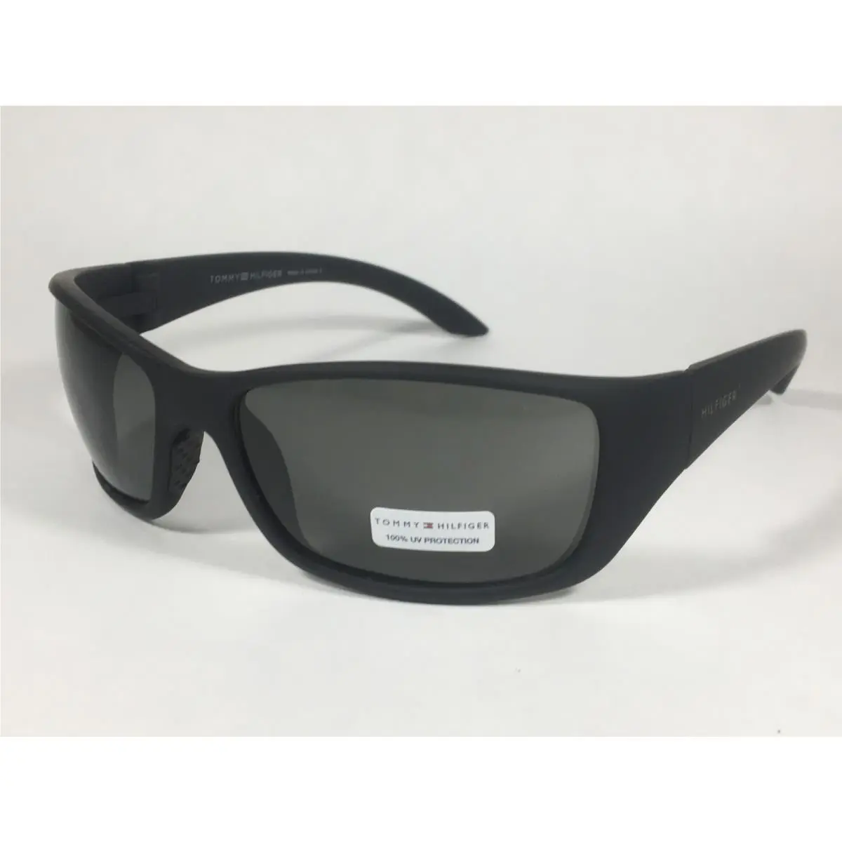 Tommy Hilfiger Jesse MP OM81 Sport Wrap Sunglasses Matte Black Green Lens