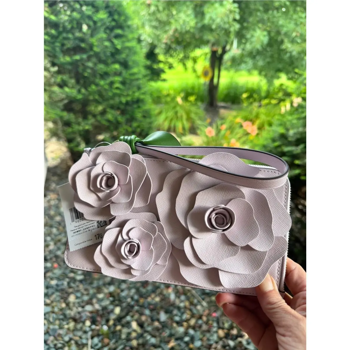 Kate Spade 3D Flora Flower Medium L-zip Wristlet Wallet Pale Amethyst - KK972