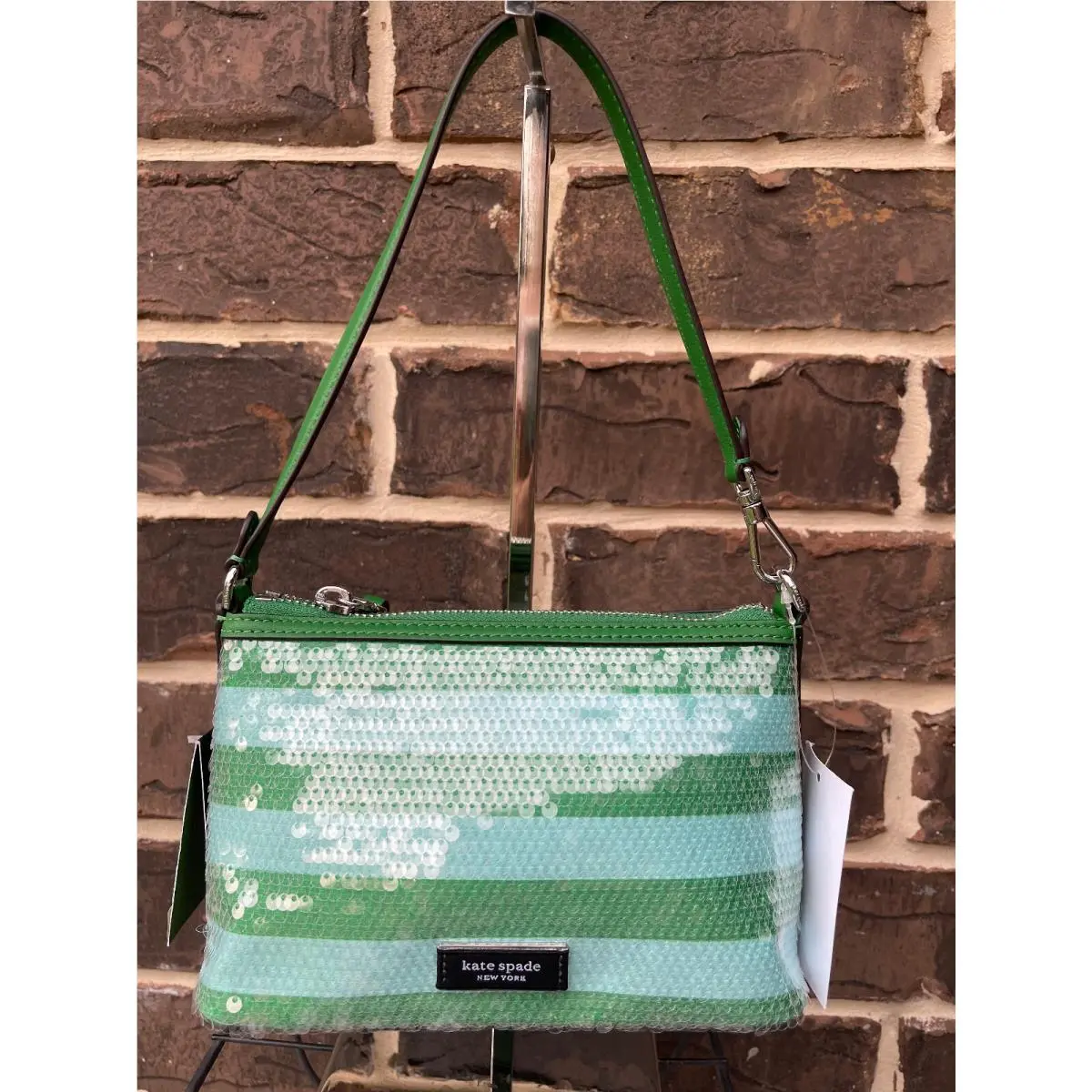 Kate Spade Lulu Seaside Stripes Sequin East West Pochette Shoulder Bag