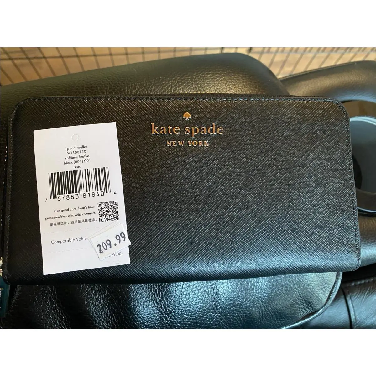Kate Spade Staci Large Continental Wallet Black Leather WLR00130
