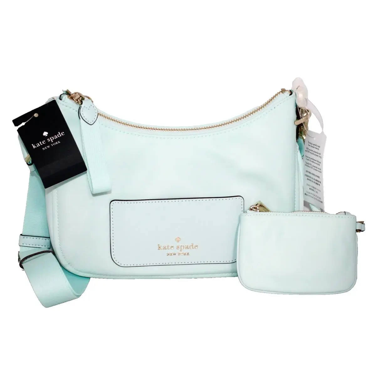 Kate Spade Chelsea Nylon Crossbody Bag Zip Pouch Card Case Blue Glow KC528