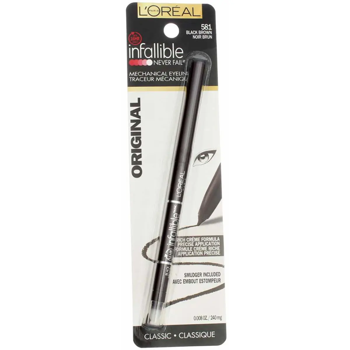 5 Pack L`oreal Paris Infallible Mechanical Eyeliner Black Brown 581 0.008 oz - Black, Brown