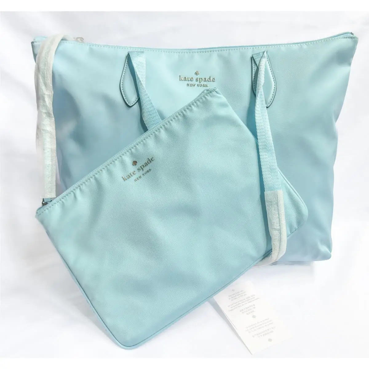 Kate Spade Little Better Packable Tote Shoulder Bag w/ Pouch Fountain Blue