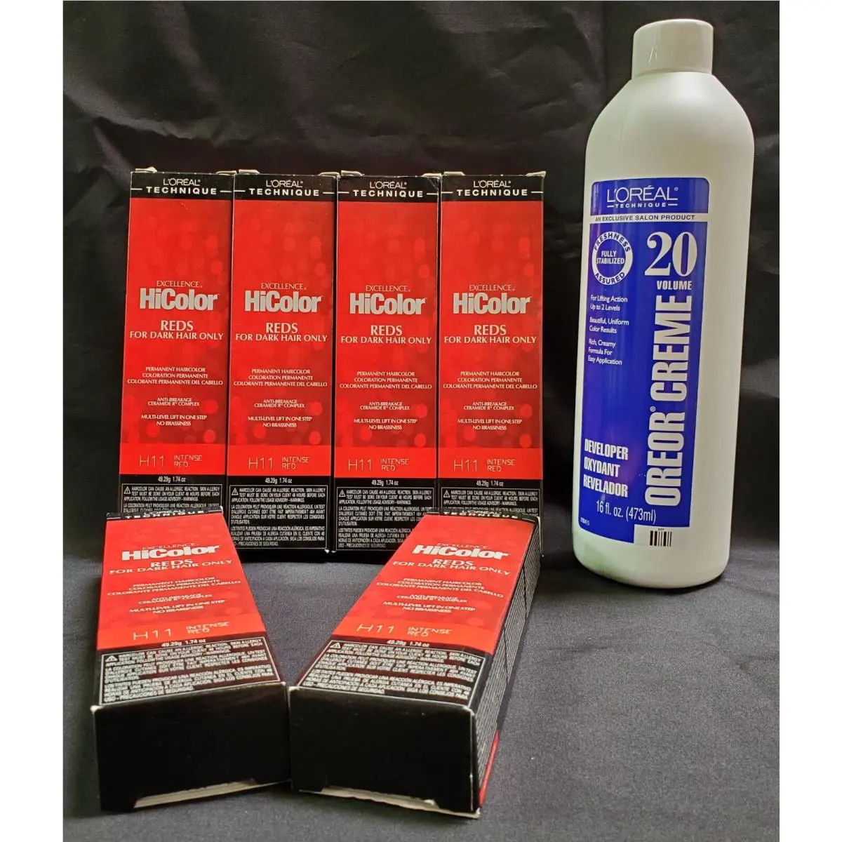 L`oreal Hicolor For Dark Hair/H11 Intense Red 1.74oz 6 Pack 16oz 20 Vol Oreor
