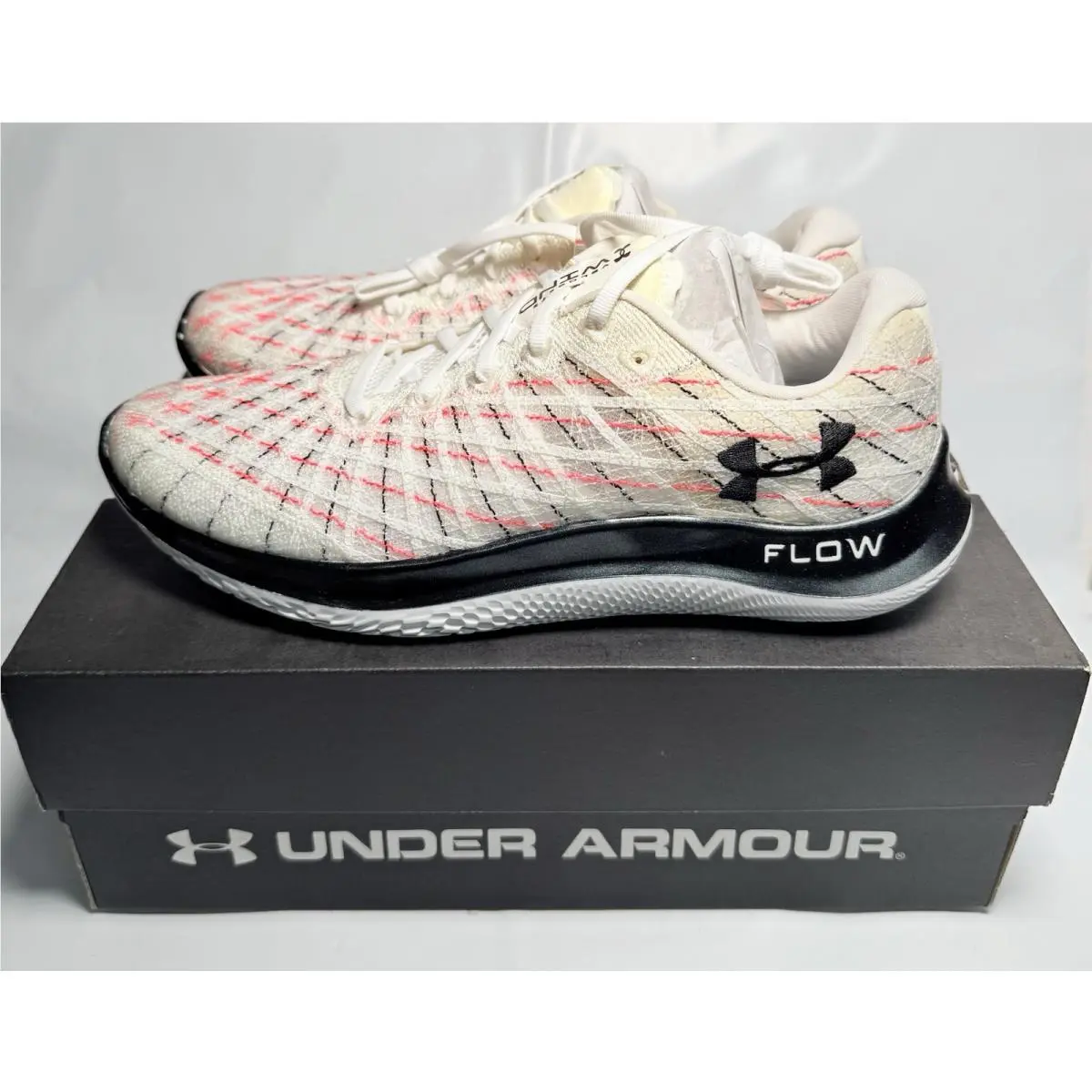 Under Armour Flow Velociti Wind Running Shoes White Infrared Men`s Size 10