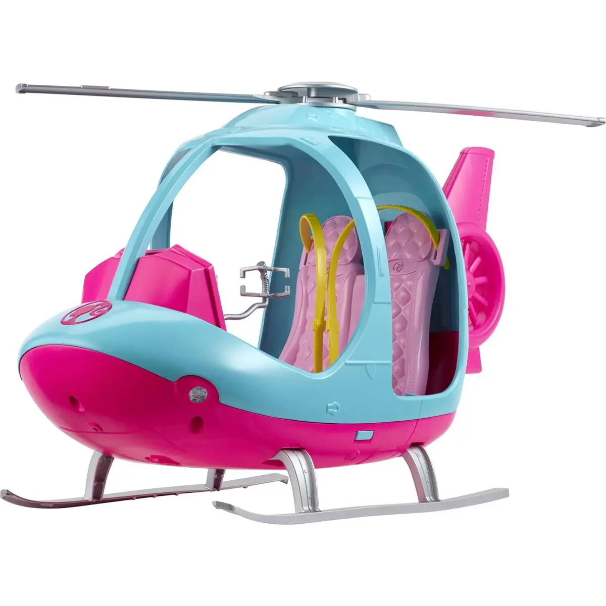 Barbie Helicopter Toy Bright Pink Blue with Rotating Blades For Two Dolls