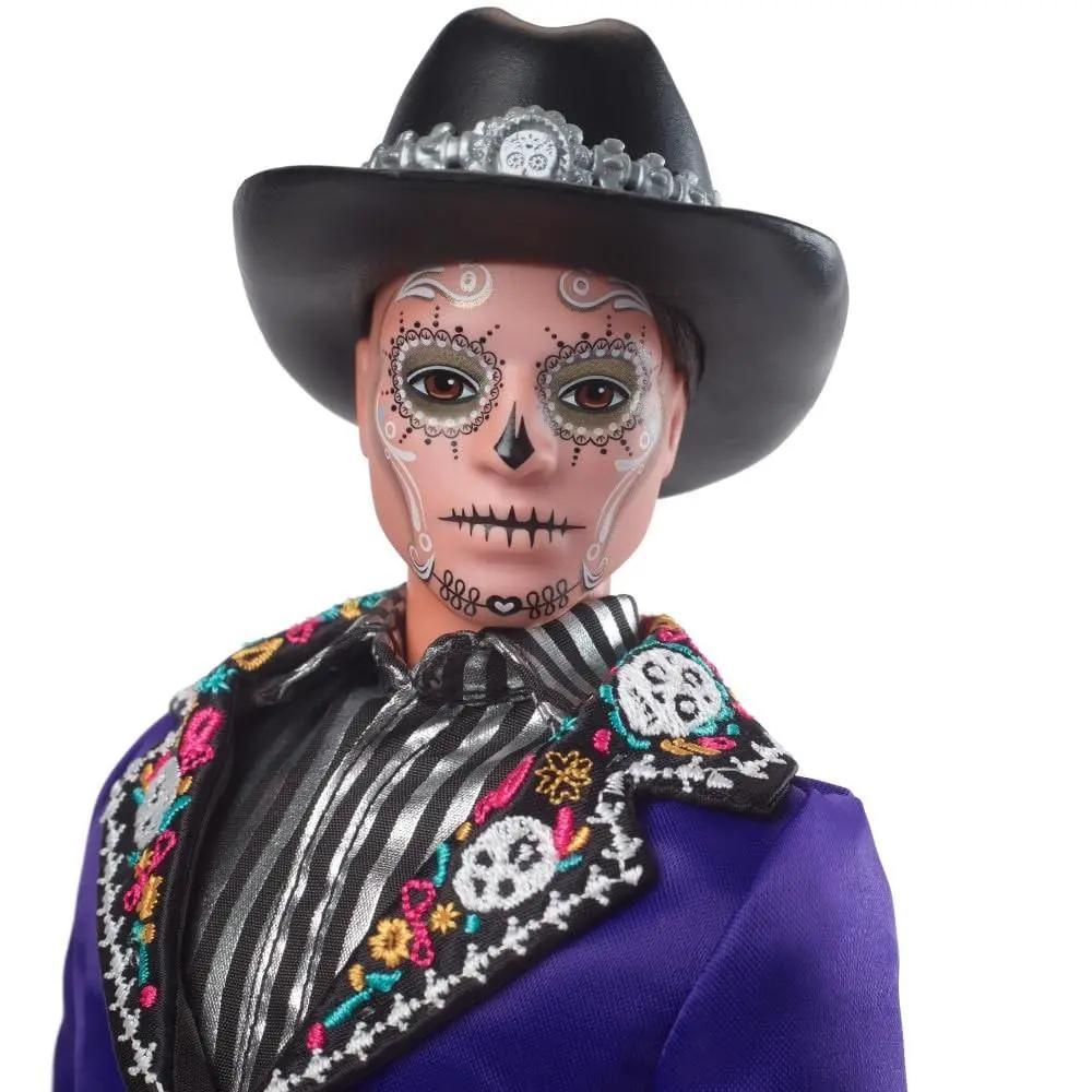 Barbie 2023 D a De Muertos Ken Doll Wearing Blue Jacket and Black Hat Barbie Si