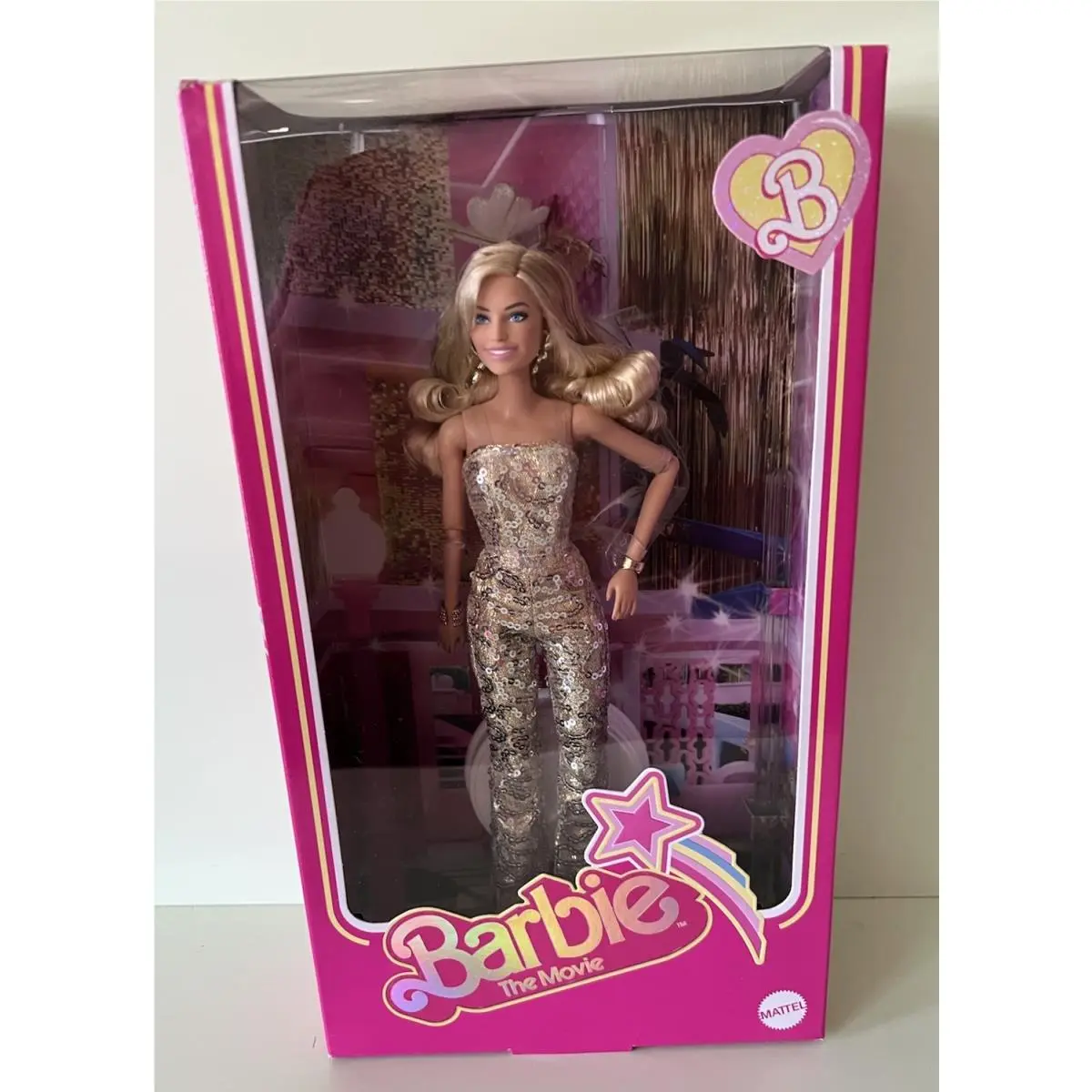 Barbie The Movie Collector Doll In Gold Disco Jumpsuit-nrfb + Mattel Shipper Box
