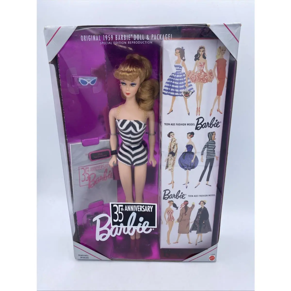 Vintage 1993 Barbie 35th Anniversary 1959 Doll Reproduction Mattel 11590 Nrfb