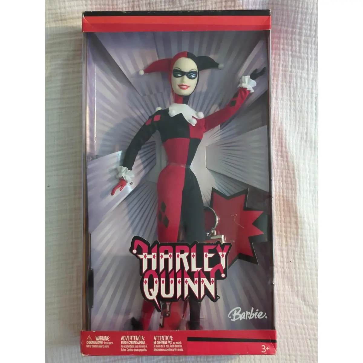 2005 Mattel Barbie DC Comics Harley Quinn Doll Box Keychain Stand H7616