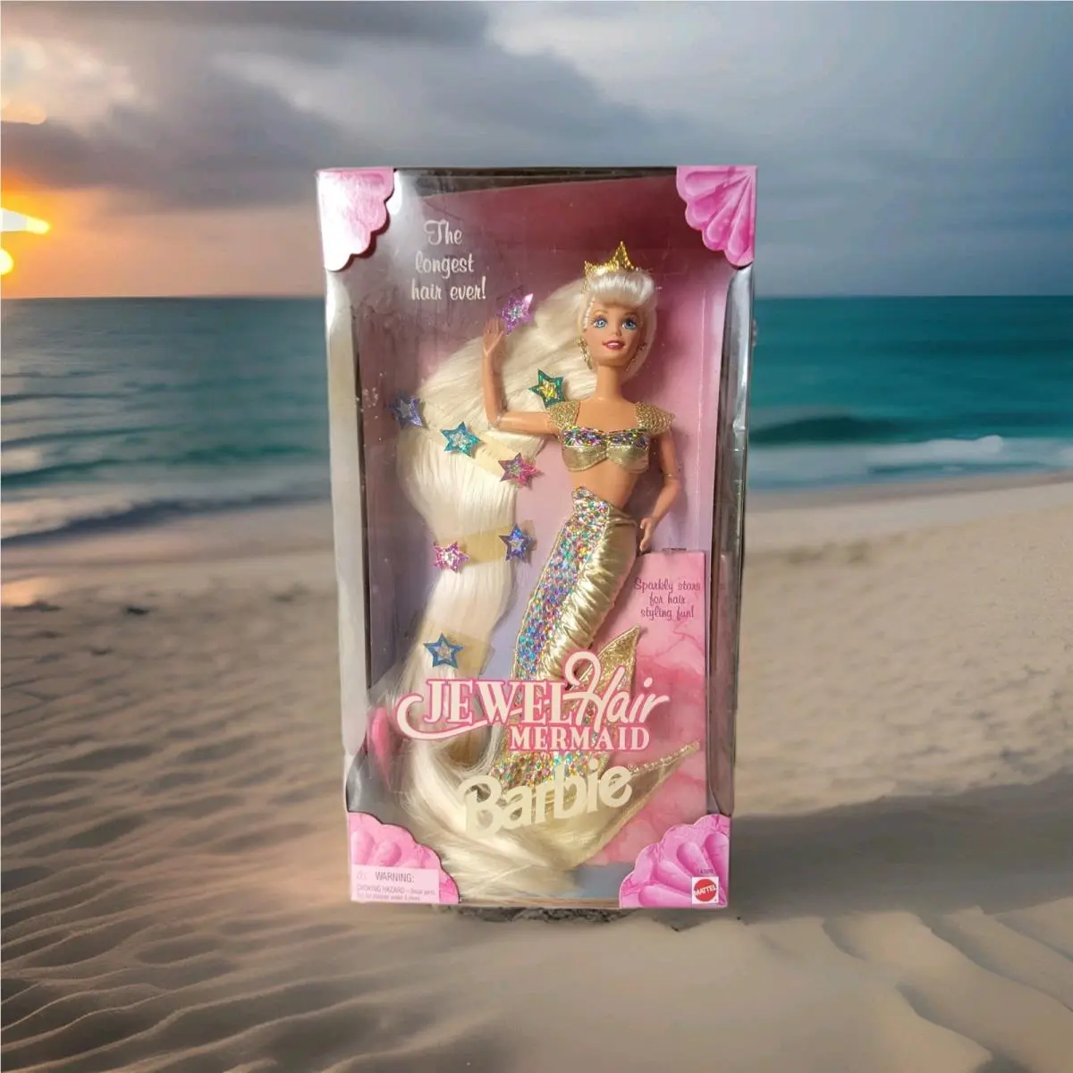 1995 Mattel Barbie Blonde Jewel Hair Mermaid Doll 14586 Nrfb C2