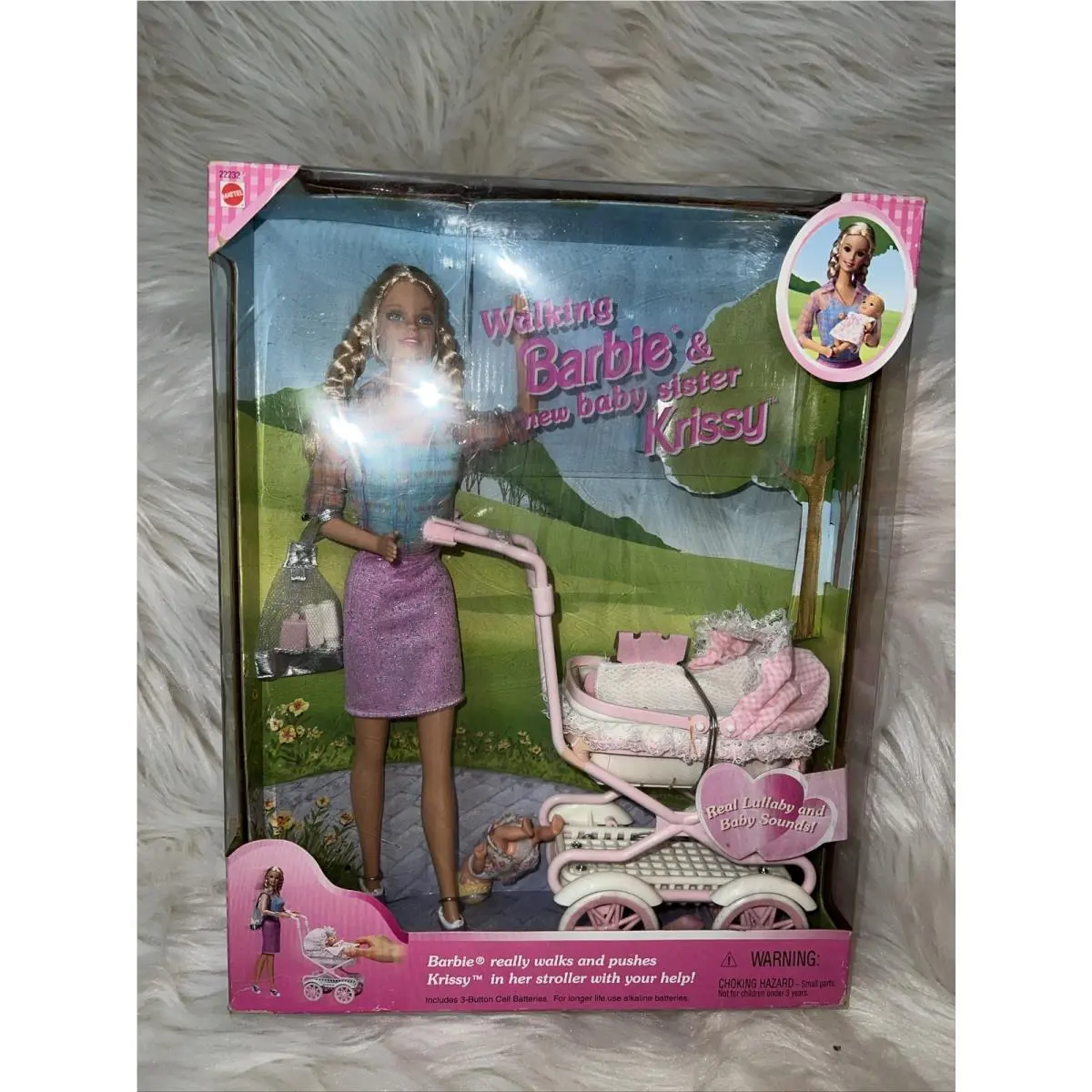 Vintage 1999 Walking Barbie Baby Sister Krissy Mattel 22232 Stroller