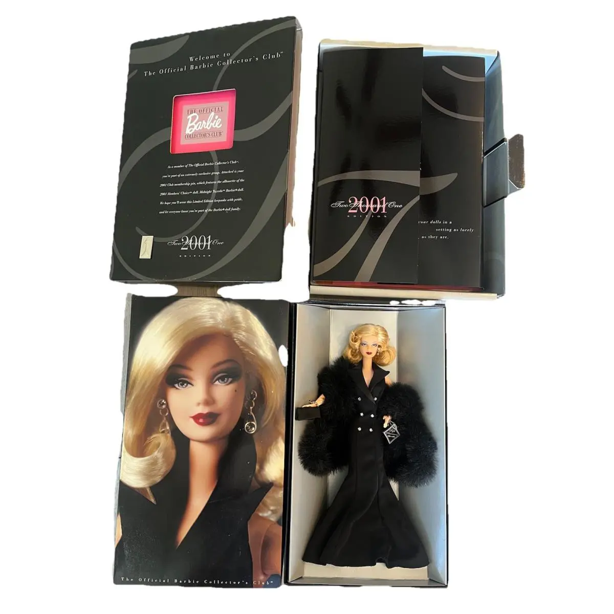 2000 Midnight Tuxedo Barbie Doll 28796 2001 Collector`s Club Box w Scene Coa