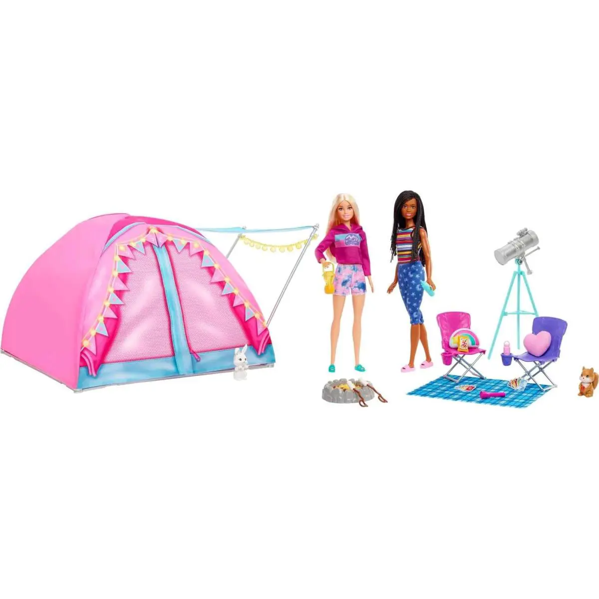 Barbie It Takes Two Camping Playset with Dolls Tent Accessories Outdoor Fun
