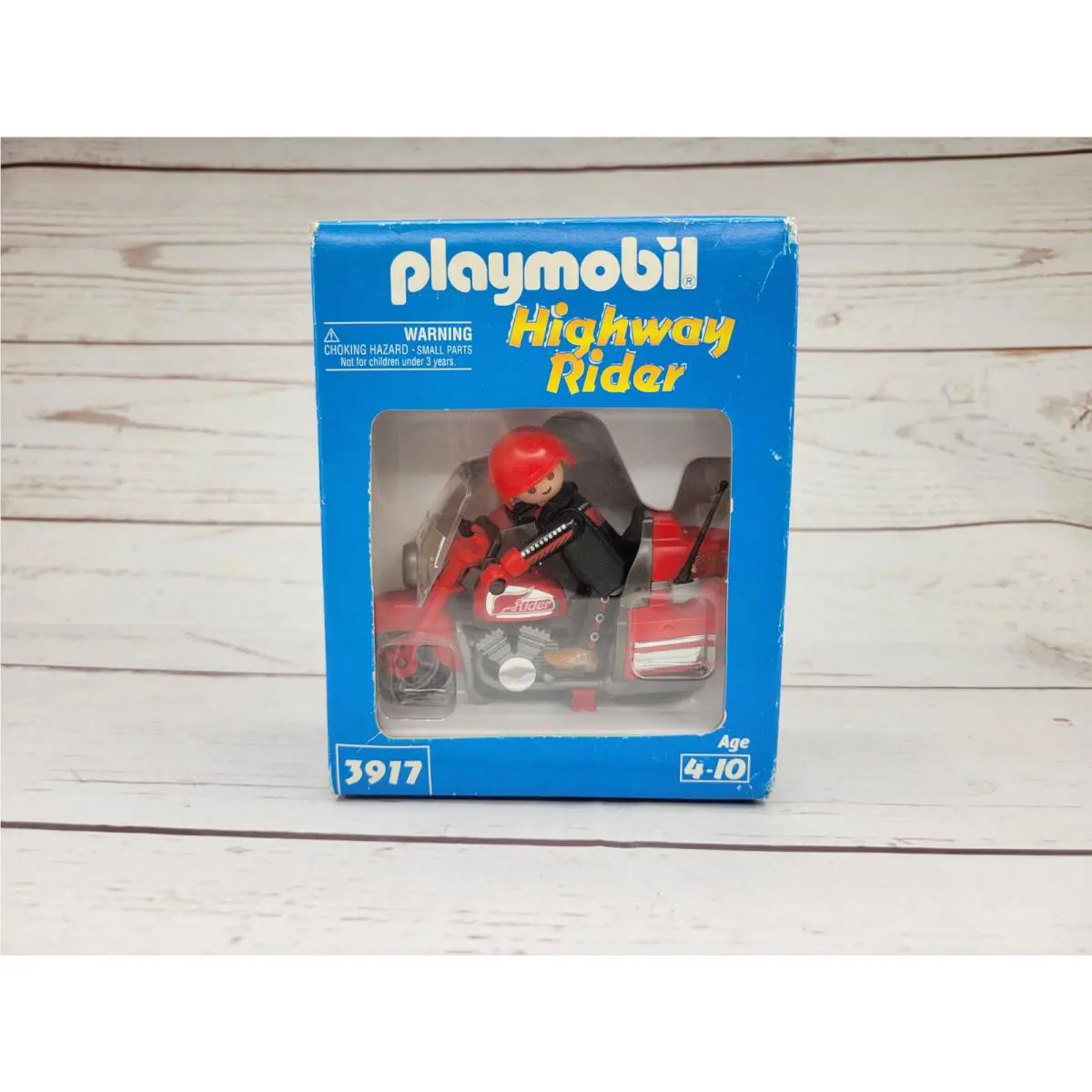 Playmobil 3017 Motorcycle Motorbike Highway Rider Motor Cycle Red Vtg Rare