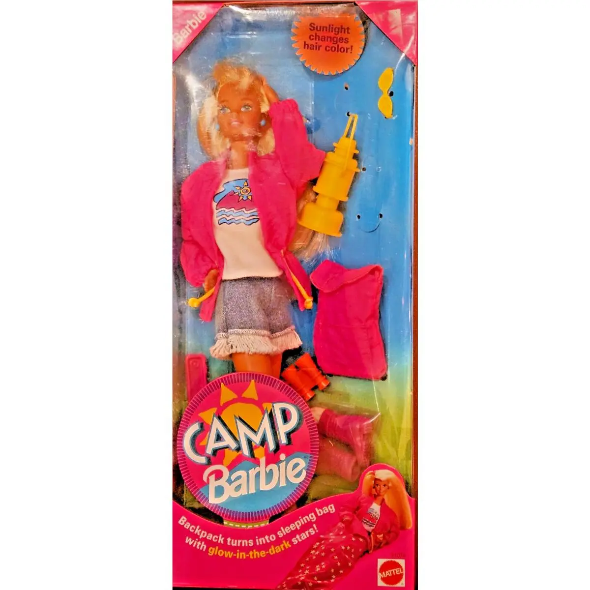 Vintage Camp Barbie Doll with Color Changing Hair Backpack 1993 Mattel 11074