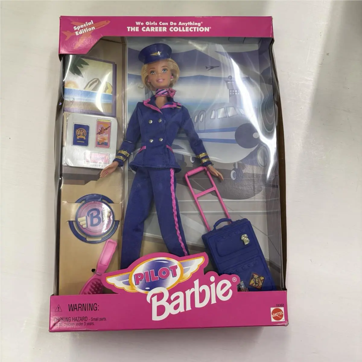 Vintage 1997 Mattel Pilot Barbie Doll with Luggage Career 18368