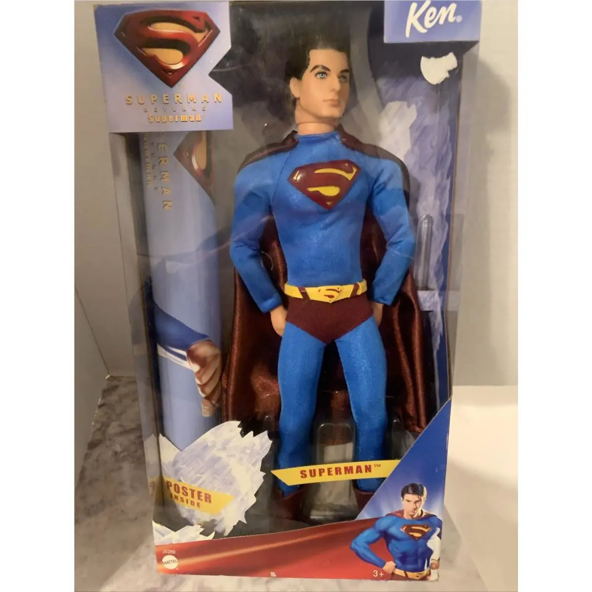 2005 Mattel DC Superman Returns Barbie Brandon Routh Ken Doll J5289 W/poster