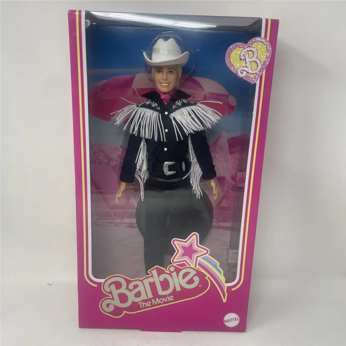 Barbie The Movie Ken Doll Cowboy Wearing Black White Western Outfit