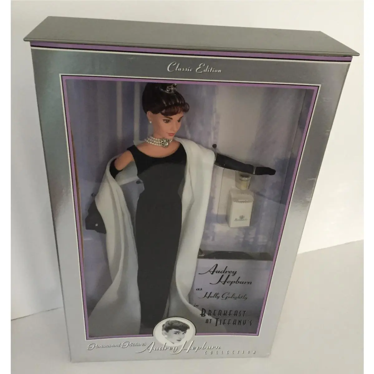 1998 Vtg Audrey Hepburn Barbie Doll Breakfast At Tiffany’s Black Evening Gown