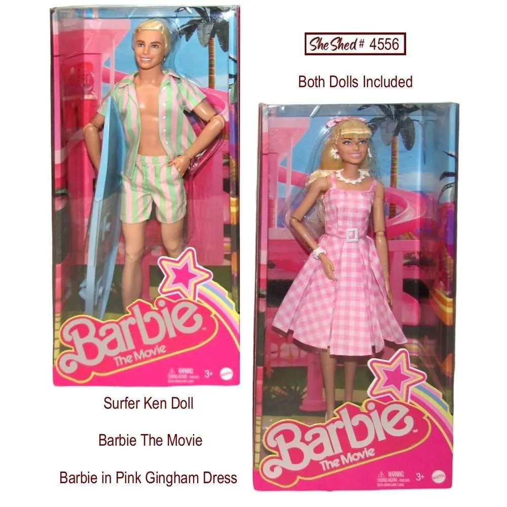 Barbie The Movie 2 Doll Set Pink Gingham Barbie Surfer Ken Mattel Nrfb
