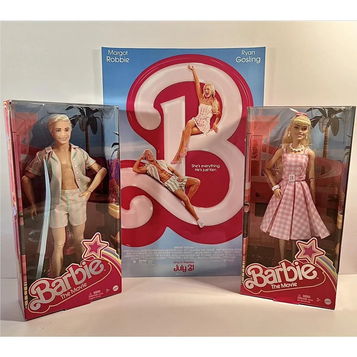 Barbie The Movie Ken Barbie Dolls Matching Set 2023 - Doll Hair: Blonde, Doll Eye: Blue