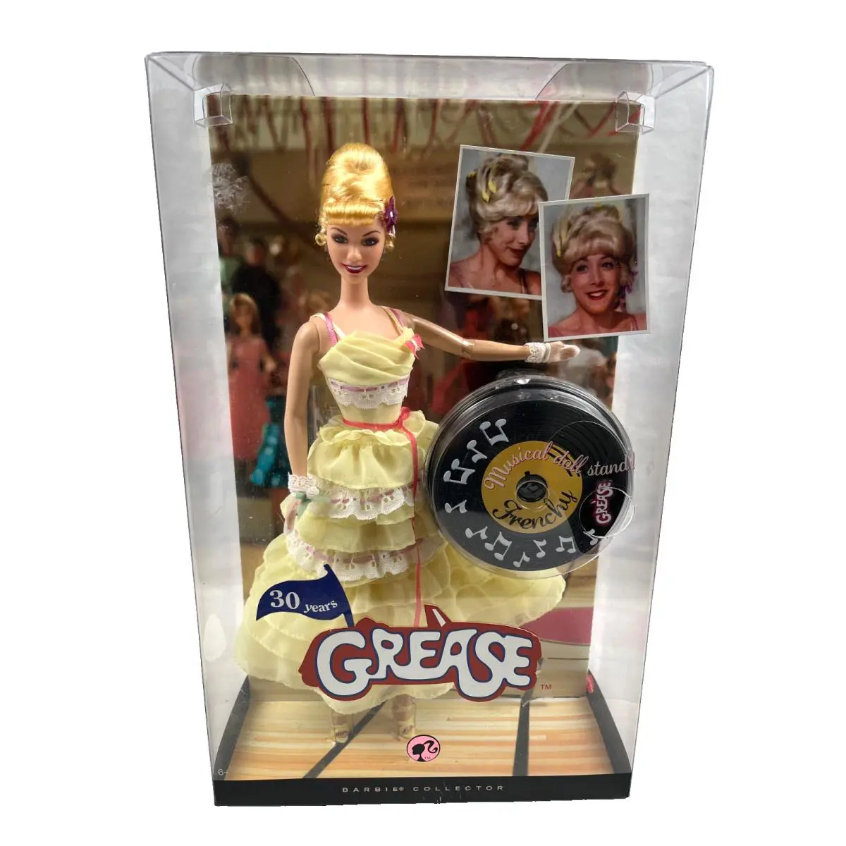 Mattel Barbie Collector Grease Frenchy Doll 30th Anniversary Musical Stand