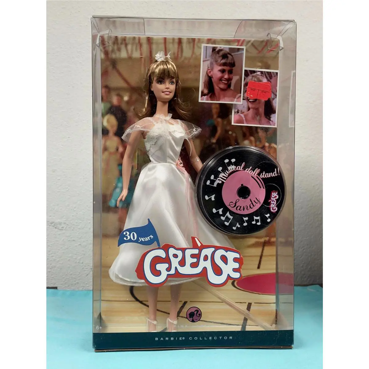 Grease Sandy White Dress Barbie Pink Label Doll 30 Year Anniver Nrfb Nos