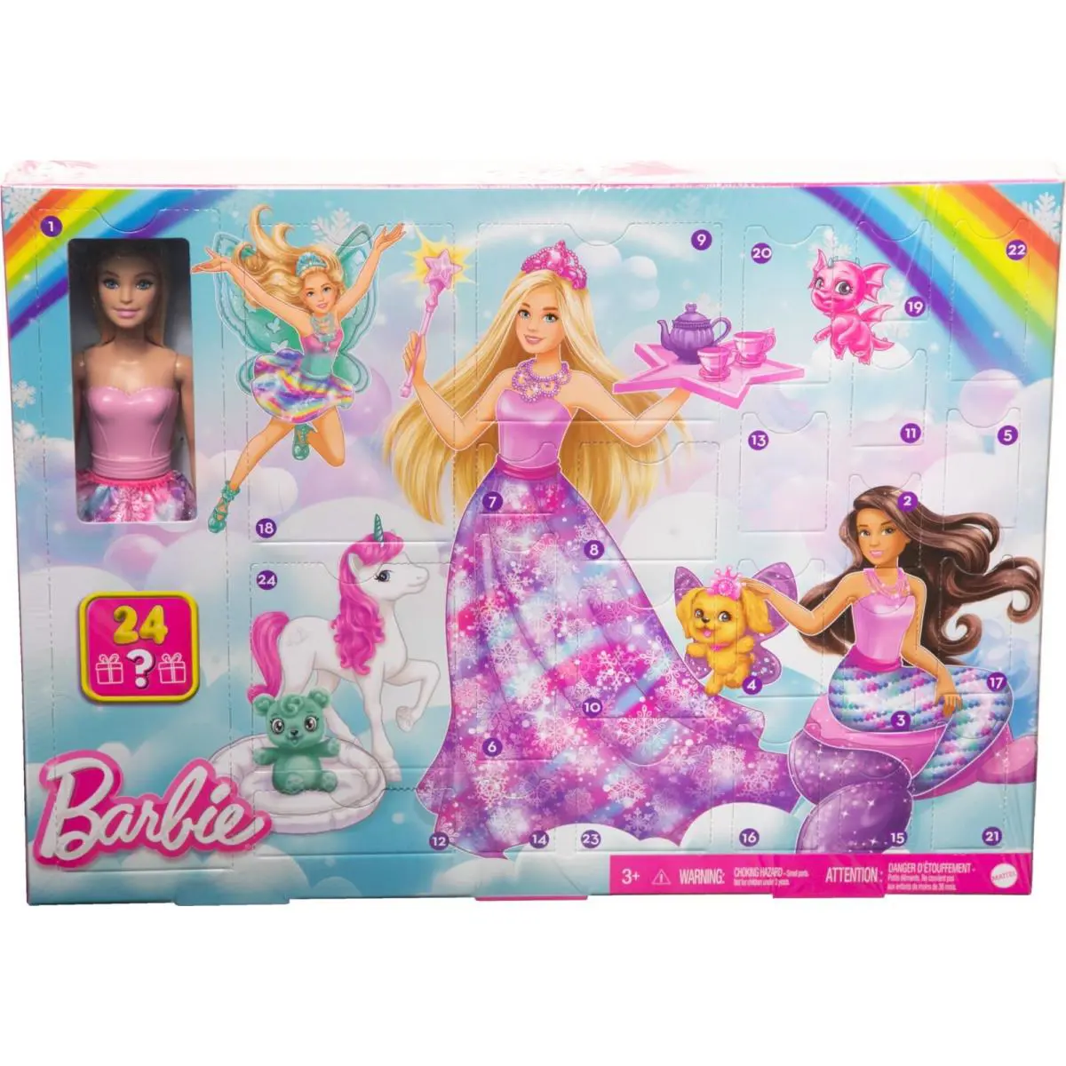 Barbie Dreamtopia Advent Calendar 24 Gifts Fairytale Dolls and Accessories - Multicolor
