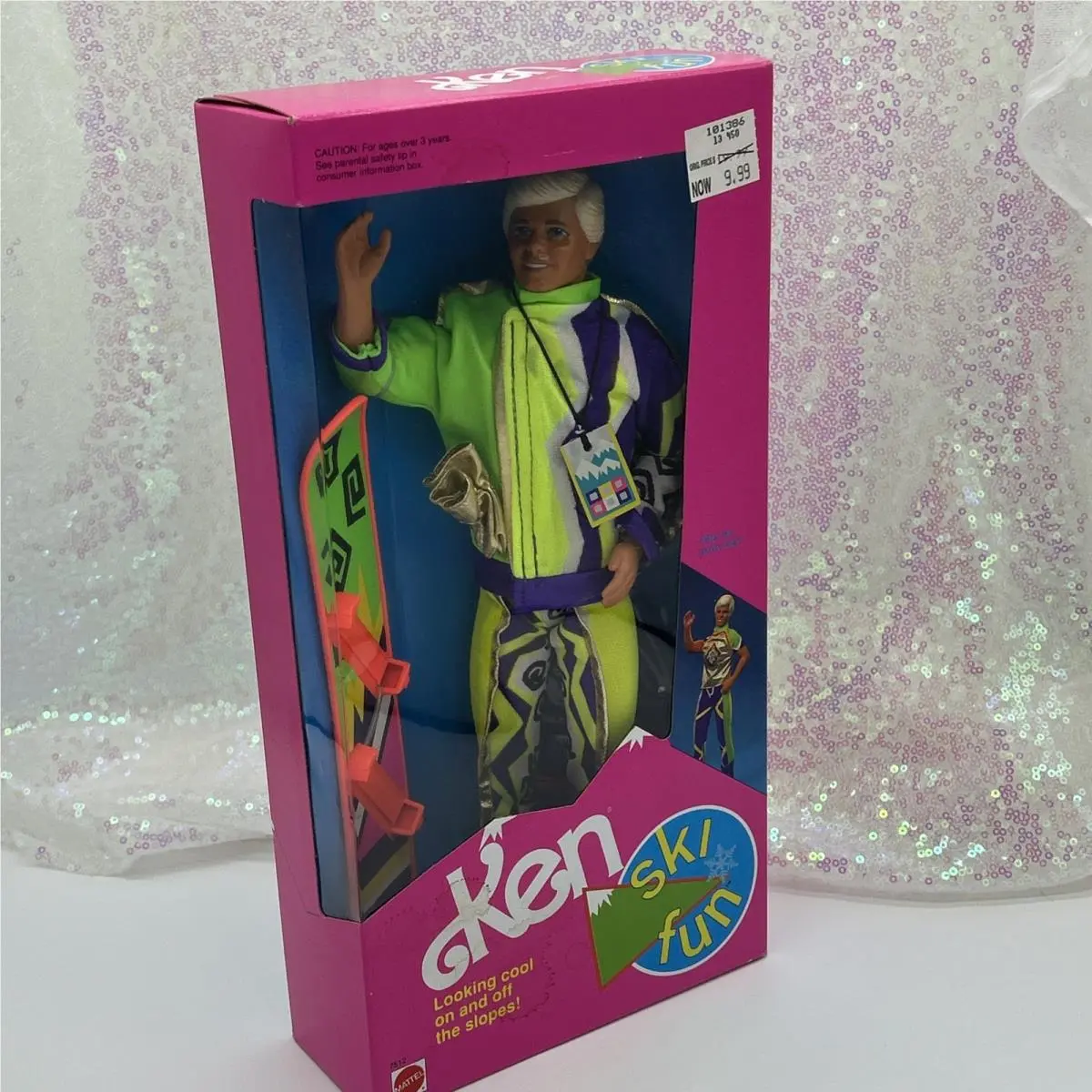 Vintage Barbie Ken Doll Ski Fun Snowboarding Mattel 1991 7512