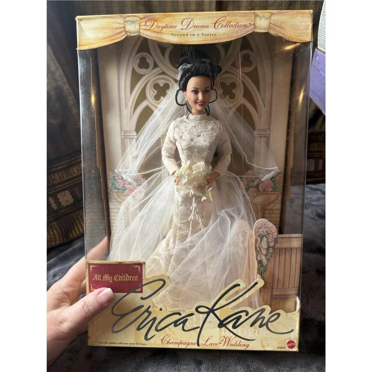 1999 Erica Kane Barbie All My Children Champagne Lace Wedding Doll Mattel 23004