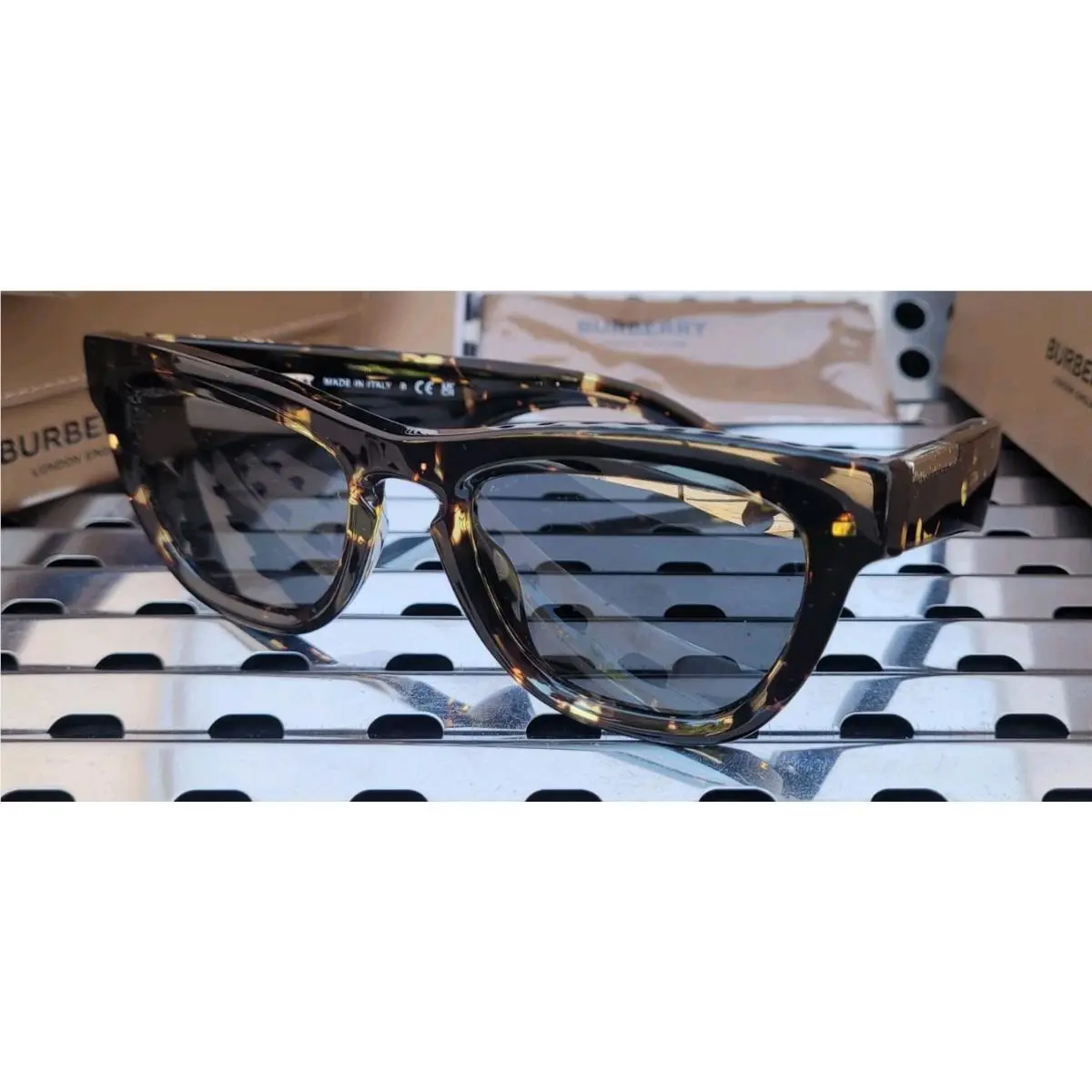 Burberry Sunglasses BE4415U Arch Facet Gloss Dark Havana w/ Dark Gray