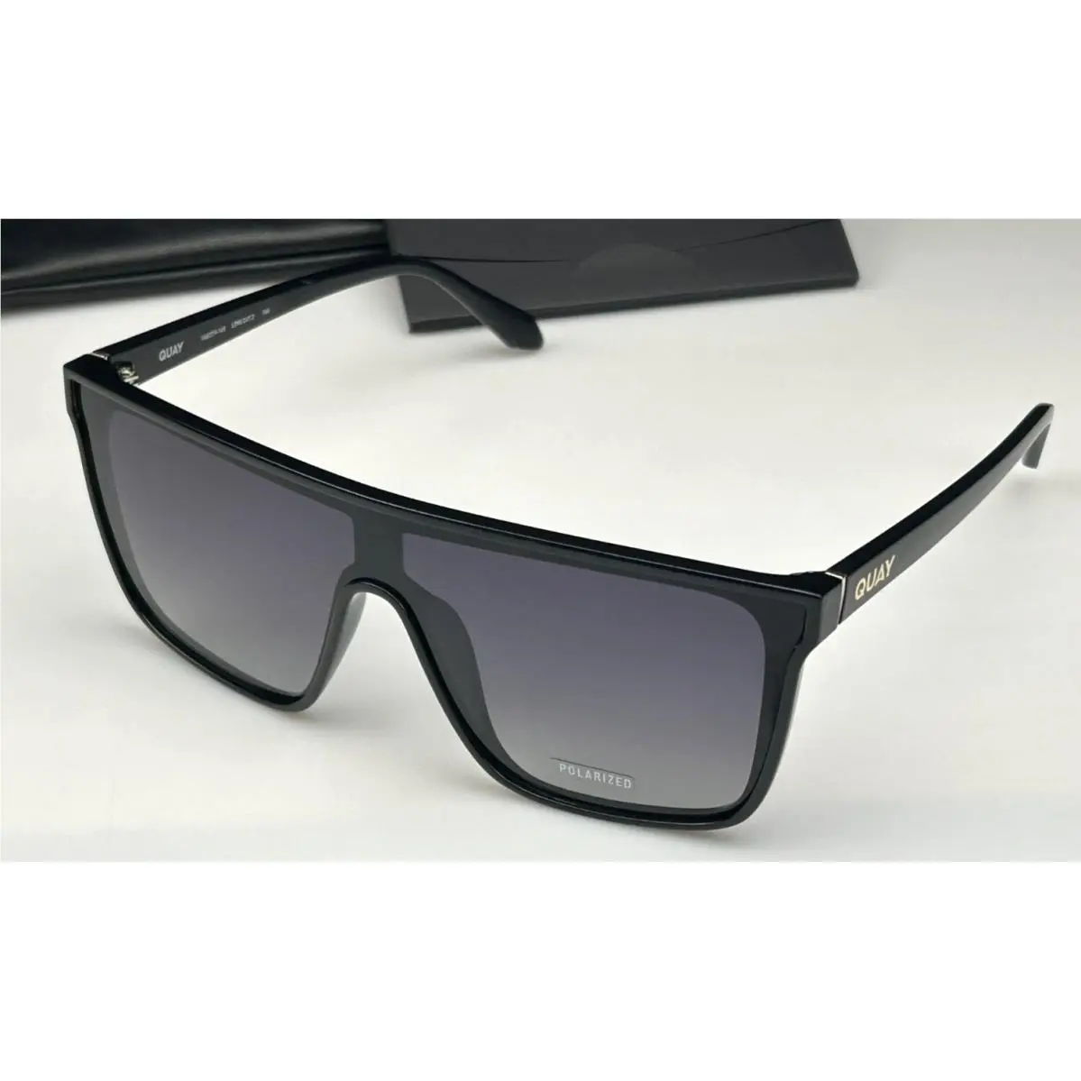 Quay Nightfall Women`s Designer Sunglasses Black Frame Gray Polarized Lens