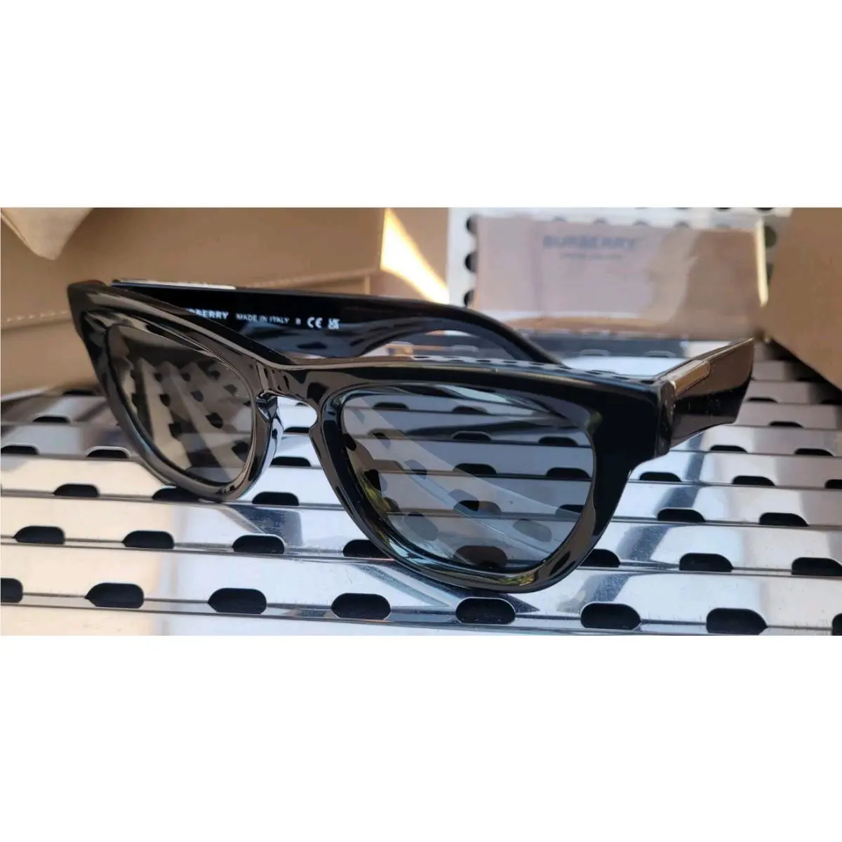Burberry Sunglasses BE4415U Arch Facet Gloss Black+gold w/ Dark Gray