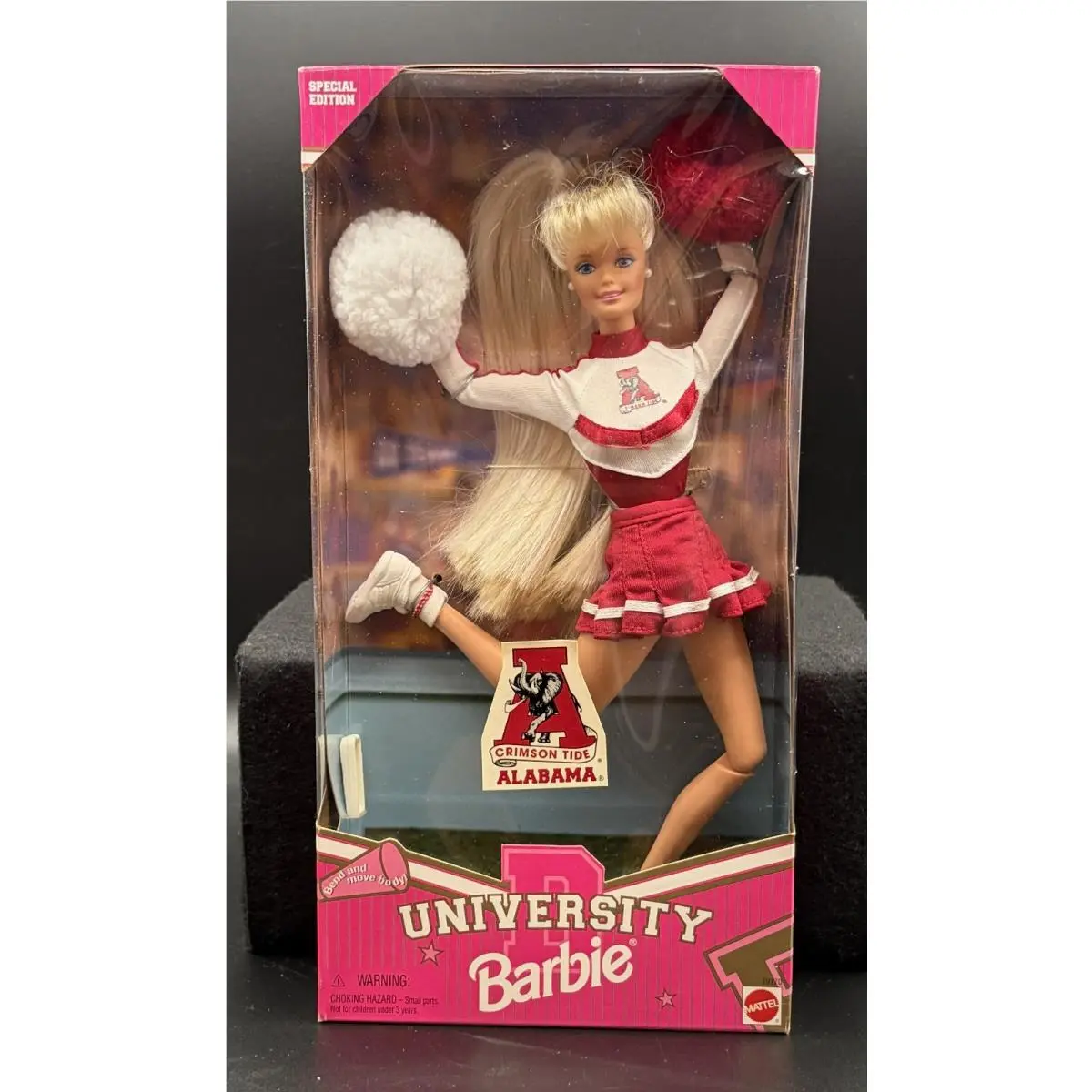 1996 University Barbie Alabama Crimson Tide Cheerleader Mattel 19170 Blonde Nrfb